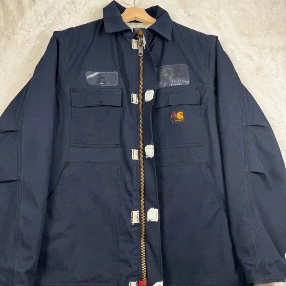 VTG Carhartt FR Quilted Liner Flame Resistant Heavy Duty Canvas Jacket Medium - Picture 5 of 11
